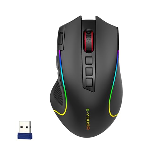 E-YOOSO Premium Wireless Bluetooth Versatile Mouse,8000 DPI,6 RGB Backlit