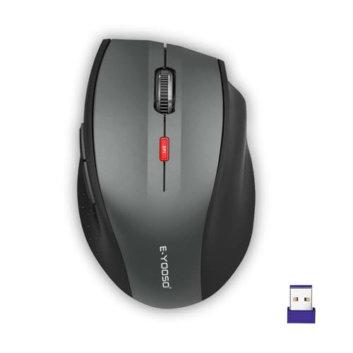 E-YOOSO Wireless Mouse for Laptop, Silent Portable Computer Mouse with 6 Buttons, 4800 DPI, 18 Months Battery Life, 2.4GHz Quiet Optical USB Mouse for PC Chromebook Windows Mac