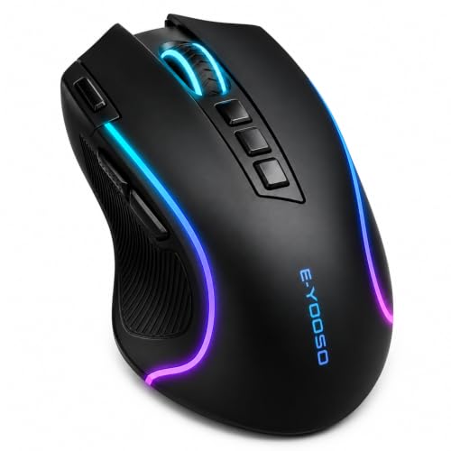 E-YOOSO Wireless RGB Gaming Mouse, Tri-Mode, 8000 DPI, Rechargeable